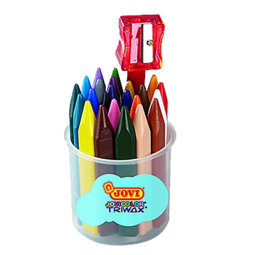 Jovi - Jumbo Easy Grip Crayons, Pot met 24 driehoekige kleurpotloden, Diverse kleuren, Super resistent en hoge prestaties, Glutenvrij (975 Jovi - Jumbo Easy Grip Crayons, Pot met 24 driehoekige kleurpotloden, Diverse kleuren, Super resistent en hoge prestaties, Glutenvrij (975